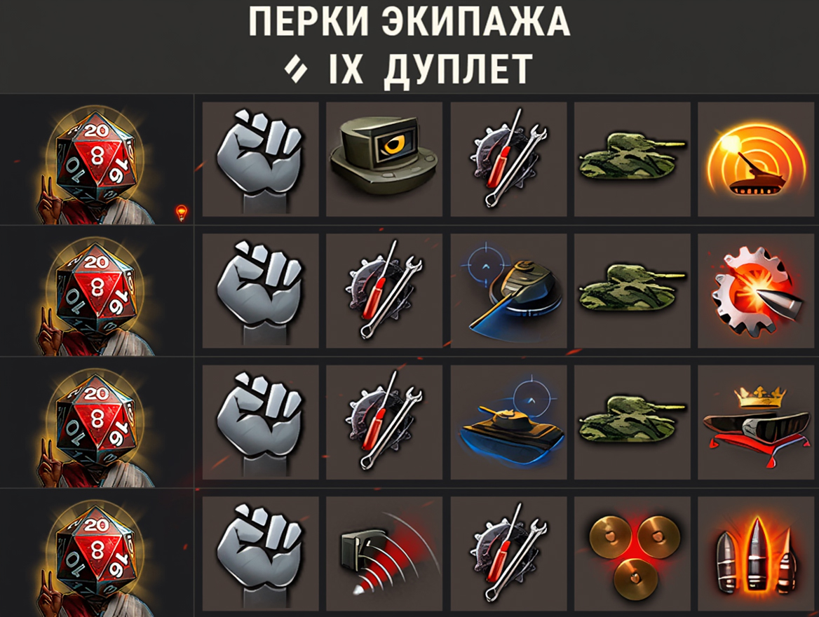 Экипаж и перки Дуплет